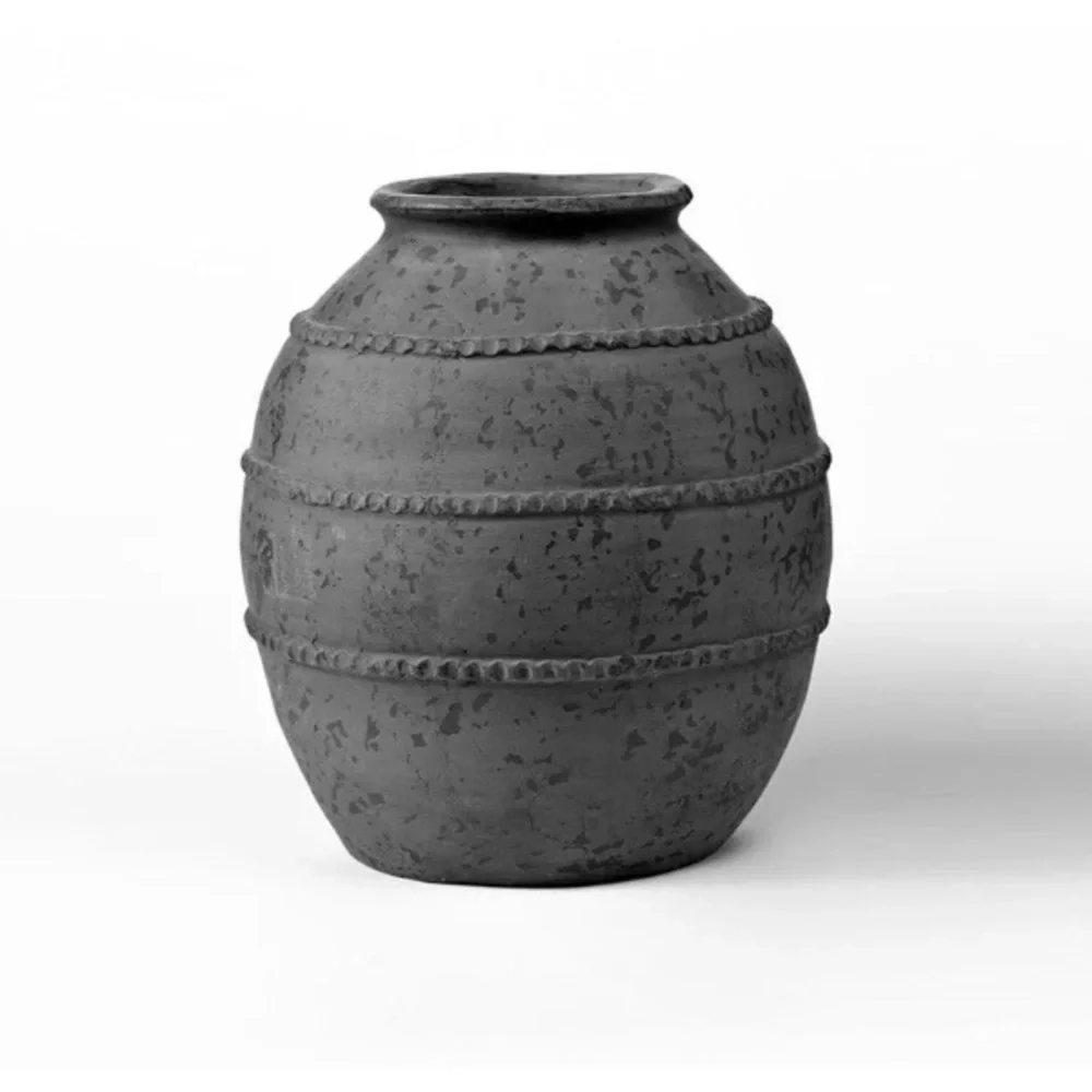 terracotta grace vase‎ art handmade charcoal gray spotted home decor neutral